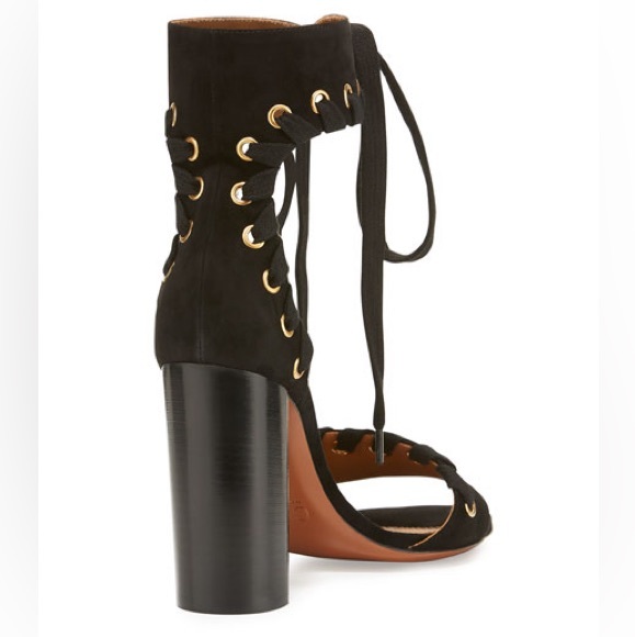 NIB Chloe Miles 38.5/ 8.5 Black Suede Ankle-Tie Lace up Sandals - Picture 3 of 10